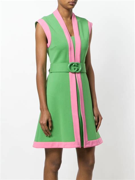 gucci green leather dress|Gucci pink and green dress.